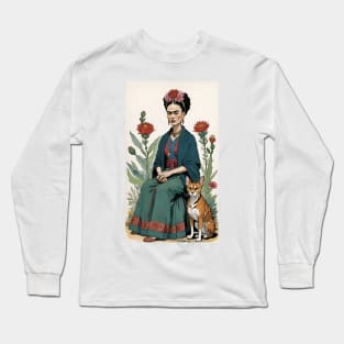 Frida's Floral Jungle: Illustrated Tribute with Tiger Long Sleeve T-Shirt